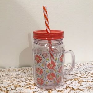 🌻 NEW Pioneer Woman Mason Jar Straw Tumbler Daisy